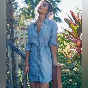 Athleta Candid Light Blue Denim Shirt Dress